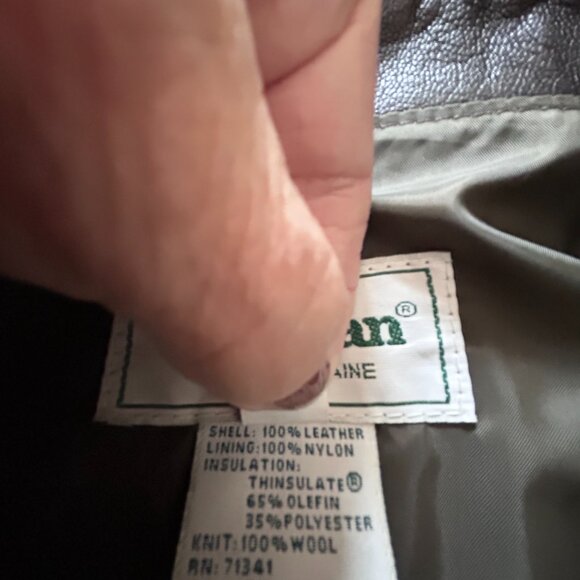 L.L. Bean Men’s Rich Chocolate Brown Leather Bomber Jacket Size L - Picture 2 of 10